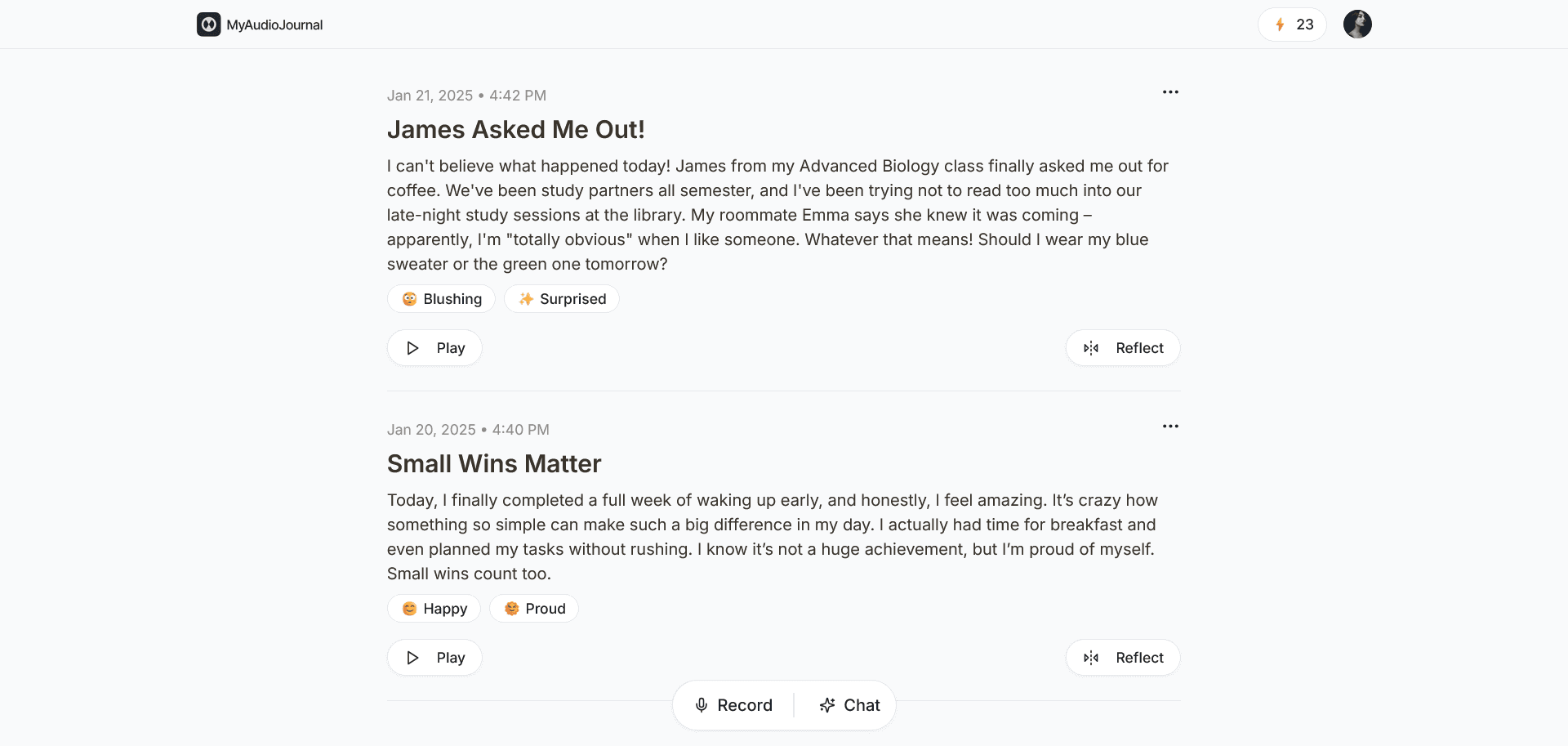 MyAudioJournal App